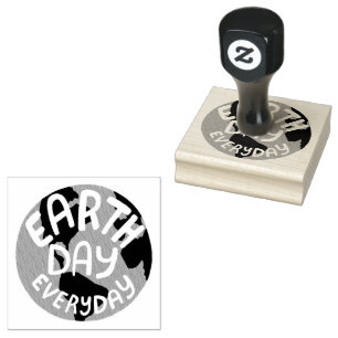 Earth Day Everyday Planet Globe Simple Modern   Rubber Stamp