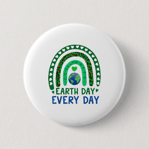 Earth Day Everyday Rainbow Cute Earth Heart Earth 2 Inch Round Button