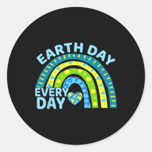 Earth Day Everyday Rainbow Design Earth Day Classic Round Sticker