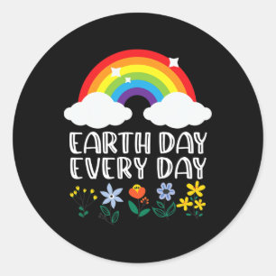 Earth Day Everyday Rainbow Flower Earth Day Save N Classic Round Sticker