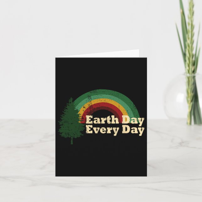 Earth Day Everyday Rainbow Pine Tree  Card (Front)