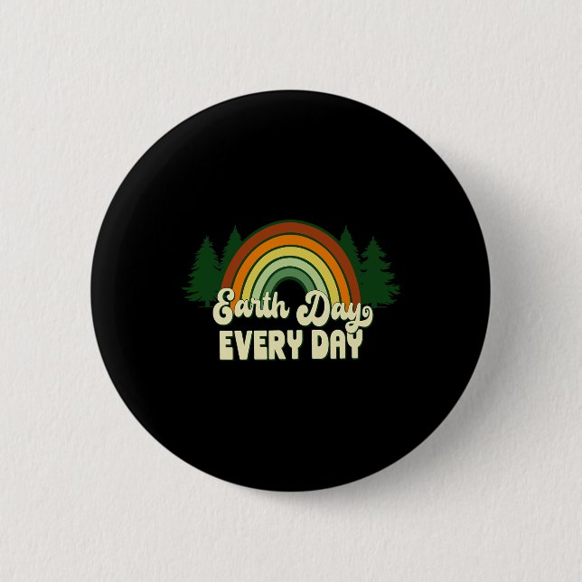Earth Day Everyday Rainbow Pine Trees  2 Inch Round Button (Front)