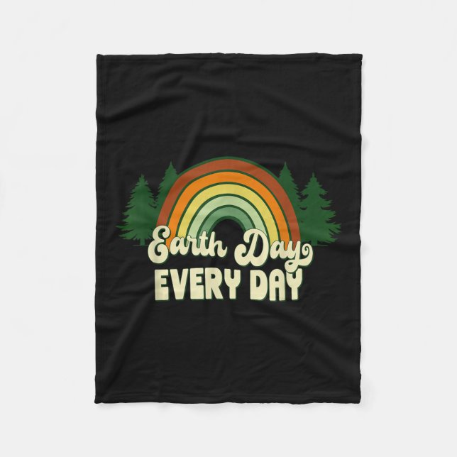 Earth Day Everyday Rainbow Pine Trees  Fleece Blanket (Front)