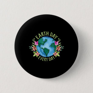 Earth Day Everyday Retro Environmental Shirt Women 2 Inch Round Button