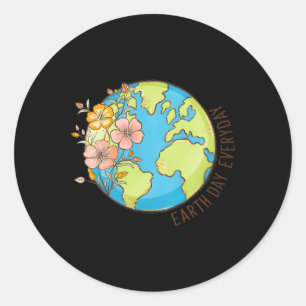 Earth Day Everyday Retro Environmental Shirt Women Classic Round Sticker