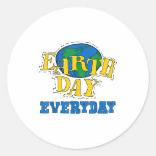 Earth Day Everyday Retro Environmental Shirt Women Classic Round Sticker