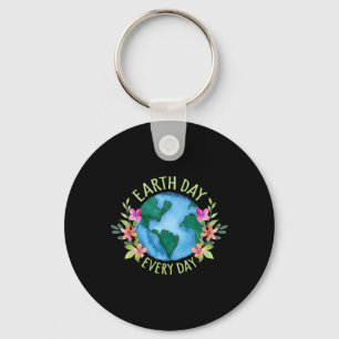 Earth Day Everyday Retro Environmental Shirt Women Keychain