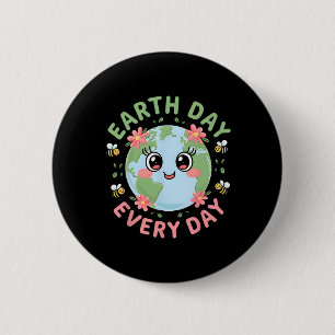 Earth Day Everyday Retro Environmental Women Earth 2 Inch Round Button