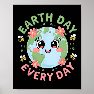 Earth Day Everyday Retro Environmental Women Earth Poster