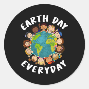 Earth Day Everyday Shirt Kids Girl Toddler Cute Ea Classic Round Sticker