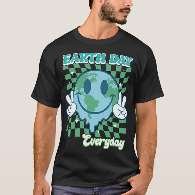 Earth Day Everyday Smile Face Hippie 54Th Earth T-Shirt (Front)
