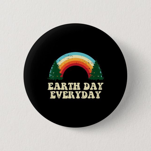 Earth Day Everyday Trees Rainbow Retro Environment 2 Inch Round Button (Front)