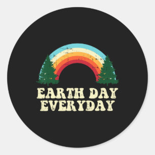 Earth Day Everyday Trees Rainbow Retro Environment Classic Round Sticker