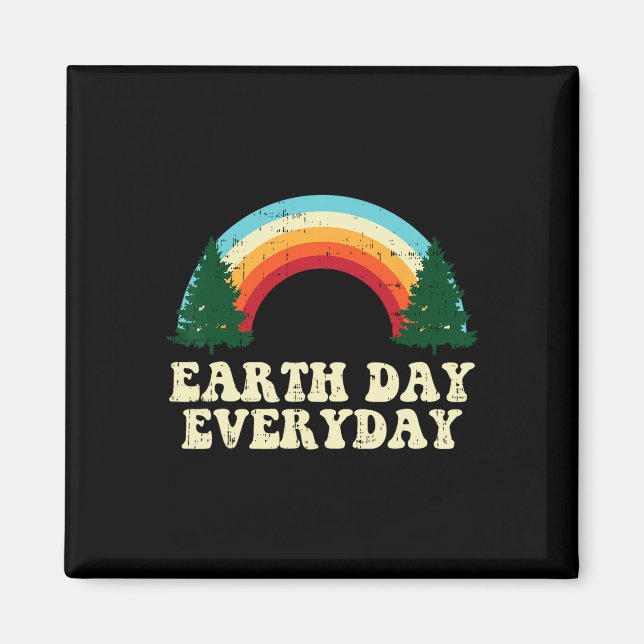 Earth Day Everyday Trees Rainbow Retro Environment Magnet (Front)