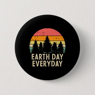 Earth Day Everyday Trees Retro Nature Environmenta 2 Inch Round Button