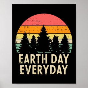Earth Day Everyday Trees Retro Nature Environmenta Poster