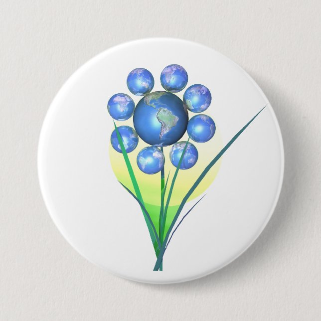 Earth Day Flower 3 Inch Round Button (Front)