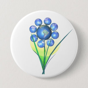 Earth Day Flower 3 Inch Round Button