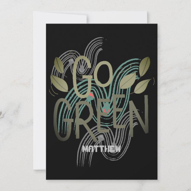 earth day, go green, art simple elegant science card (Front)