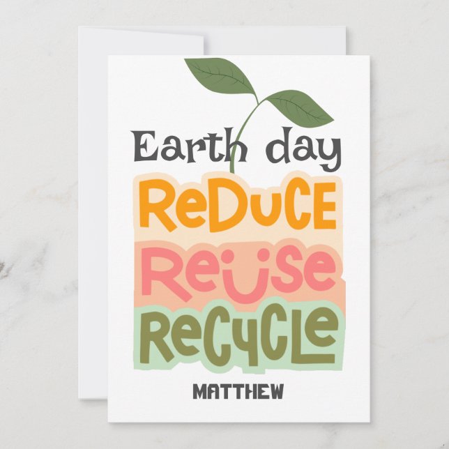 earth day, go green, art simple elegant science  card (Front)