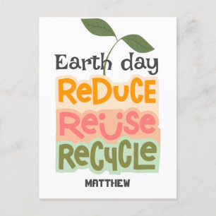 earth day, go green, art simple elegant science postcard