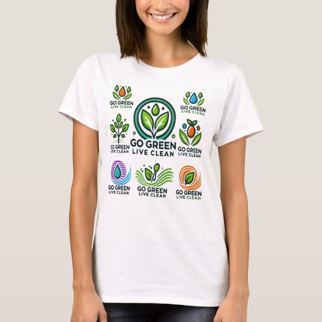 Earth Day Go Green, Live Clean Women's Basic T-Shirt (Front)