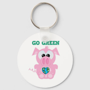 Earth Day Go Green pig Goofkins Keychain