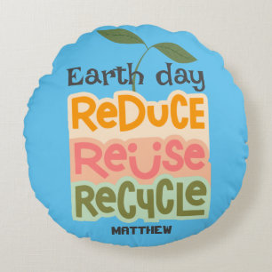 earth day, go green, simple elegant science round pillow