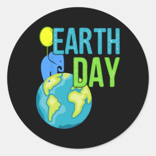 Earth Day Great Vintage Earth Day Elephant Shirt  Classic Round Sticker