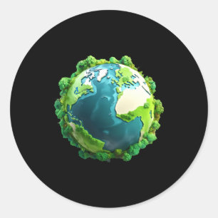 Earth Day Green And Blue Earth With Trees T Shirt Classic Round Sticker