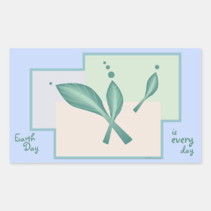 Earth Day Green Pink Teal Pastels Artsy Leaves Eco Sticker