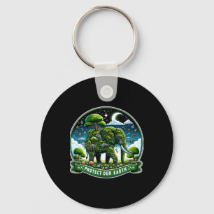 Earth Day Green Shirt Save Our Planet Elephants Lo Keychain