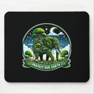 Earth Day Green Shirt Save Our Planet Elephants Lo Mouse Pad