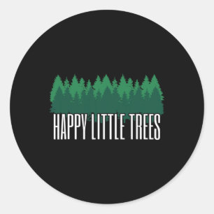 Earth Day Happy Little Trees Classic Round Sticker