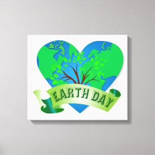 Earth Day Heart Nature Plants Trees Ocean Canvas Print