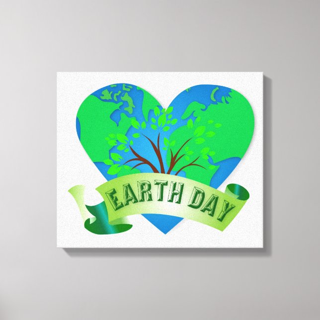 Earth Day Heart Nature Plants Trees Ocean Canvas Print (Front)