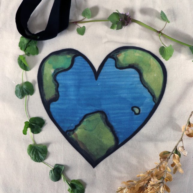 Earth Day heart Watercolor Art Earthy              Tote Bag (Creator Uploaded)