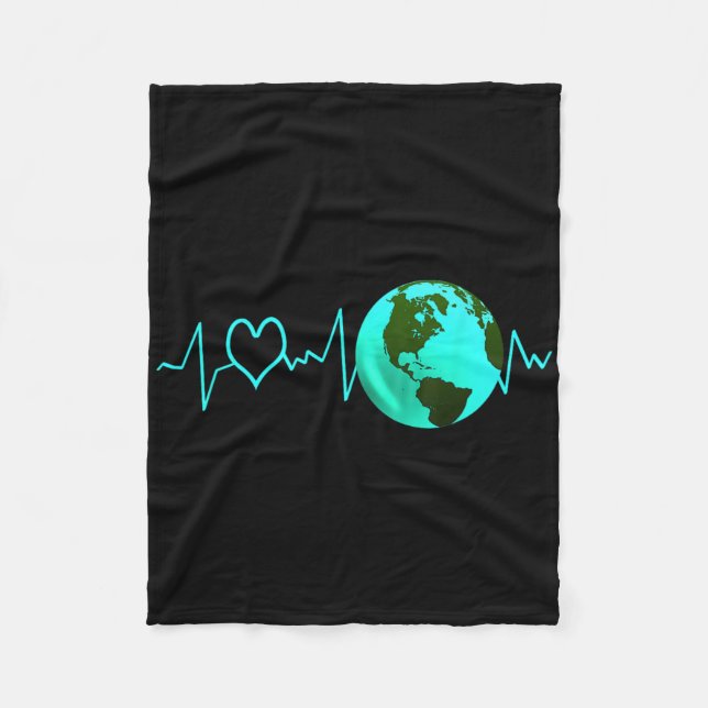 Earth Day Heartbeat Recycling Climate Change Activ Fleece Blanket (Front)