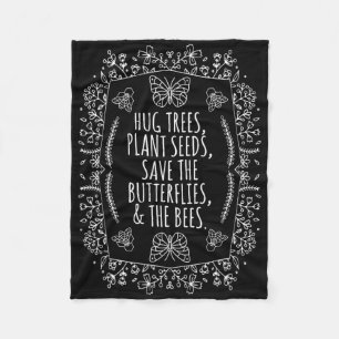 Earth Day Hug Trees Seeds Plant Bees Save Fleece Blanket