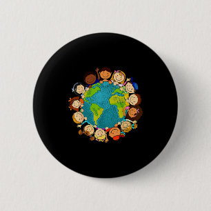 Earth Day Kids Toddler Teacher Cute Earth 2 Inch Round Button
