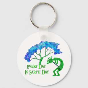 Earth Day Kokopelli Keychain