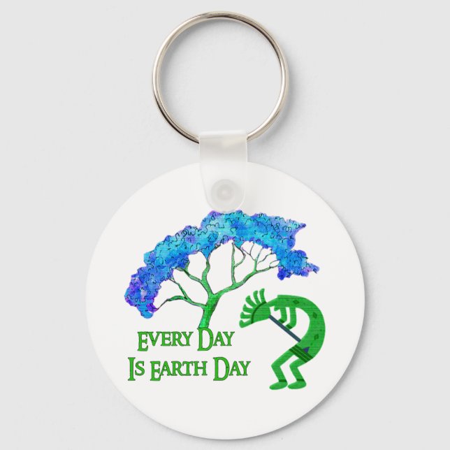 Earth Day Kokopelli Keychain (Front)