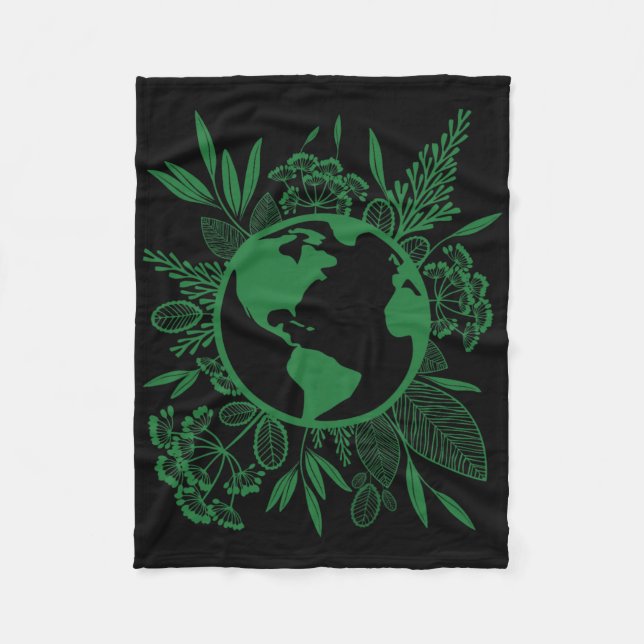Earth Day Live Green Peace  Fleece Blanket (Front)