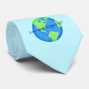 Earth Day Love and Respect Earth Custom Blue Tie