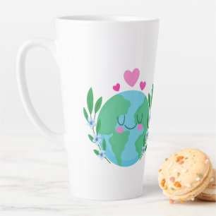 Earth Day Love Earth Smiling Latte Mug
