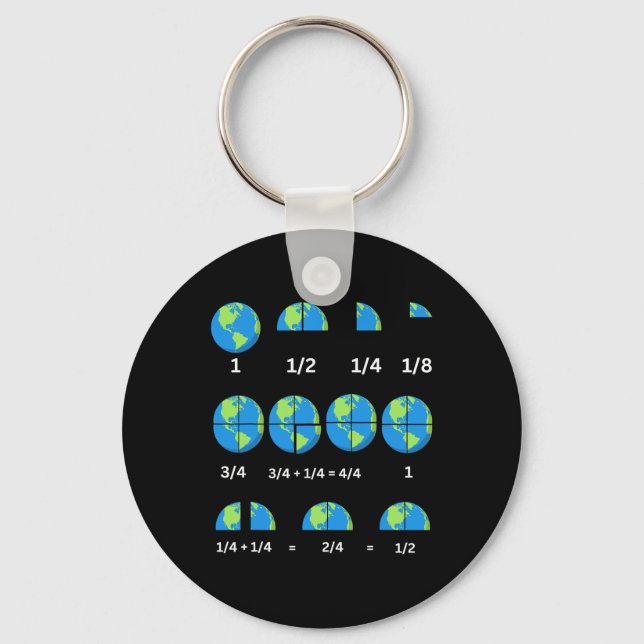 Earth Day Math Teacher Fractions Teaching Fraction Keychain (Front)