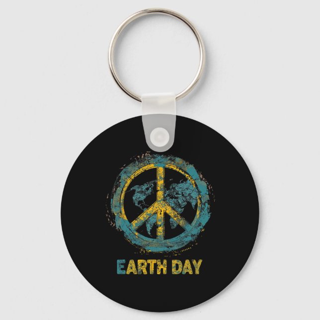 Earth Day Nature Planet Conservation Tree Men Wome Keychain (Front)