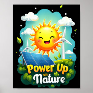 Earth Day Party Vintage Renewable Energy Solar Win Poster