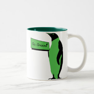 Earth Day Penguin Two-Tone Coffee Mug