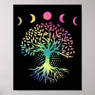 Earth Day Phases Of The Moon Retro Vibe Tree Envir Poster